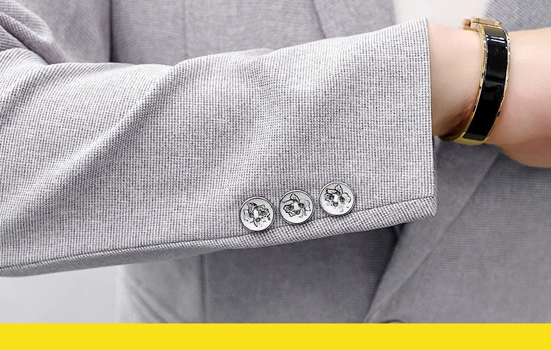 2026 High Quality Casual Suit for Men (Suit + Trousers) Young Solid Color Handsome Korean Version Fashion Slim Two-Piece Set