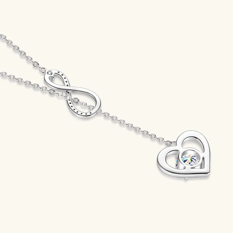 Certified Moissanite Heart Infinite Pendant Necklace Chain for Women S925 Sterling Silver Necklaces Fine Jewelry Gifts