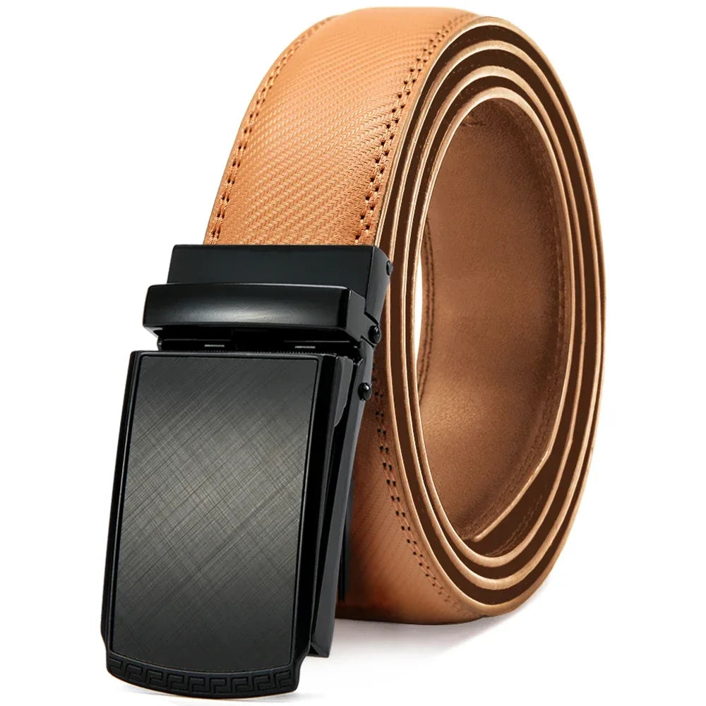 Men Belt Leather Belt  Automatic Genuine Leather Fashion Belts Ratchet Luxury Belts Men's Trouser Belt Belt for Men