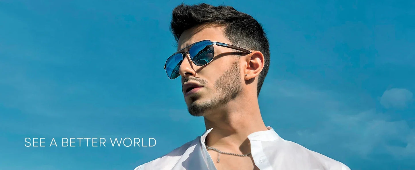 Metal Aviator Prescription Sunglasses for Men UV400 Polarized Shades Progressive Optical Sun Glasses