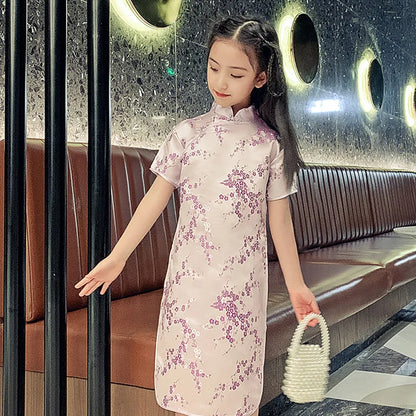 Fashion Children's Cheongsam Modern Girls Dresses Summer Baby Party Qipao Princess Clothing Chinese Style Girl Dress Vestidos