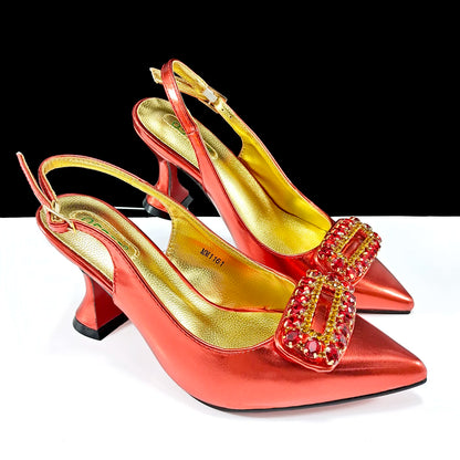 Italian Design Rhinestone-encrusted Ladies Party Shoes And Special Bag Women High Heels Wedding Dual Purpose Bag