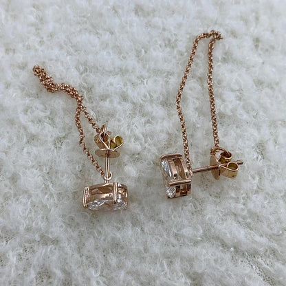 1-4carat Waterdrop Moissanite Chain Earrings for Women Pear Cut Solitaire Lab Diamond Stud/Drop Earring 925 Silver with GRA