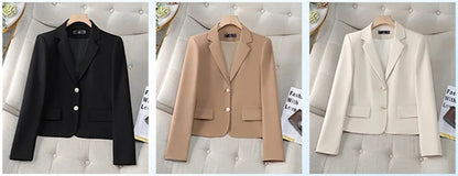Spring Autumn Fashion Short Women Blazers Elegant Female Suits Jacket Tops Casual Solid Long Sleeve Office Lady Blazer Coat 4XL
