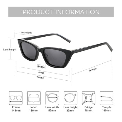 Retro Small Cat Eye Polarized Sunglasses Handmade Pure Acetate Fashion Ladies Sun Glasses Shade