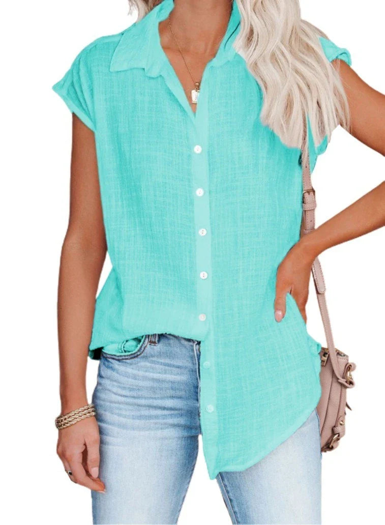 Summer Solid Cotton Linen Shirt Women's Clothing Casual Short Sleeve Tops Tee Ladies T-Shirts Blusas Thin Loose T Shirt Woman
