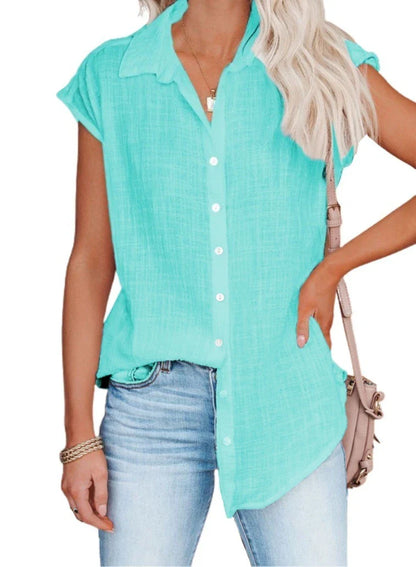 Summer Solid Cotton Linen Shirt Women's Clothing Casual Short Sleeve Tops Tee Ladies T-Shirts Blusas Thin Loose T Shirt Woman