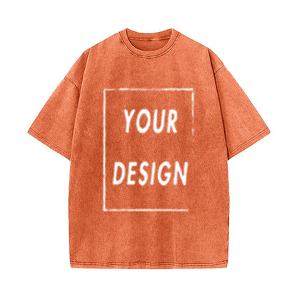 Men's and Women's Cotton Washed T-Shirt Custom Printed T-Shirt 230G Top DIY Your Favorite Pattern or Logo Fashionable Custom Top