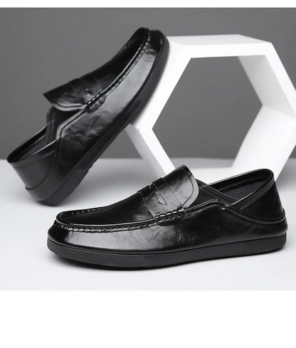 Genuine Leather Men Loafers Comfortable Mens Casual Shoes Luxury Brand Man Formal Dress Shoes Breathable Slip on Boat Shoes