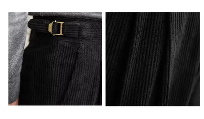 Classics Italian Naples Style Men's Suit Corduroy Pants Men High Waist Straight Work Formal British Business Brand Trousers Male