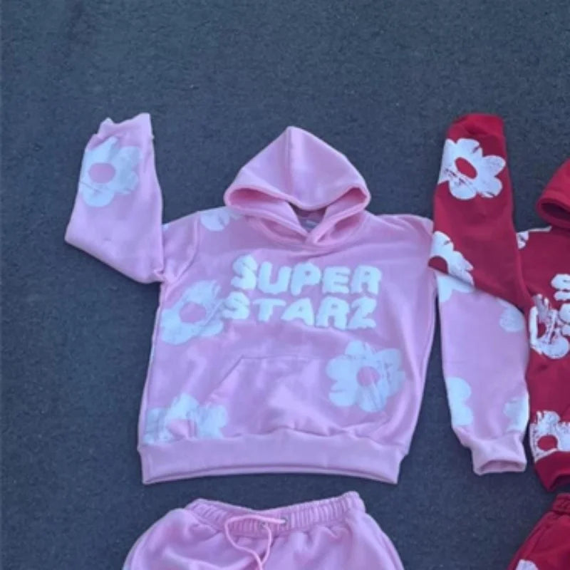 Spring Autumn Men Hoodies Sets Letter Print Hoody Women Sweatshirt Hip Hop Streetwear Y2k Retro Harajuku 2024 New Men's Clothing