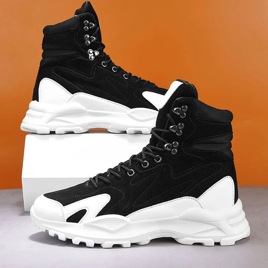 Fashion Men's Boots Comfortable Men Casual Shoes Breathable High Top Sneakers for Men Outdoor Non Slip Mens Ankle Boots Platform