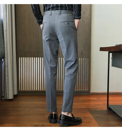 Plus size 40 38 Men Business Solid Suit Pant 2026 Spring Formal Slim Fit Wedding Trouser Mens Brand Fashion Casual Dress Pants