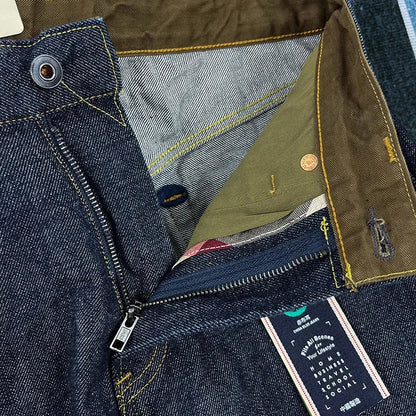 16oz High Quality Pink Selvadge Denim Jeans for Men Cotton Washed Pants Raw Blue American Vintage Hard Thick Straight Trousers