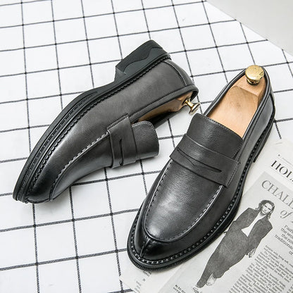 Premium Silver Business Shoes Men's Oxford Shoes Leather Brand Loafers Slip on High Quality Wedding Loafers Soft Sole Dress Shoe