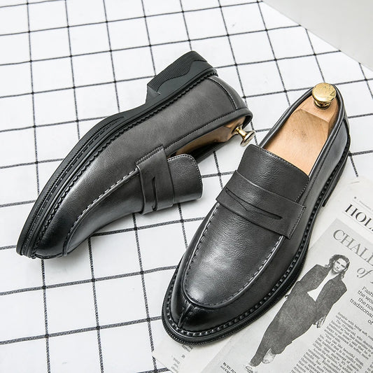 Premium Silver Business Shoes Men's Oxford Shoes Leather Brand Loafers Slip on High Quality Wedding Loafers Soft Sole Dress Shoe