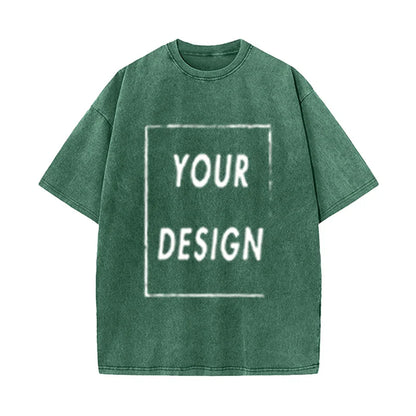 Men's and Women's Cotton Washed T-Shirt Custom Printed T-Shirt 230G Top DIY Your Favorite Pattern or Logo Fashionable Custom Top