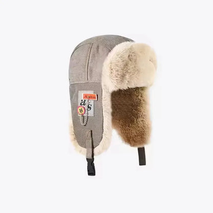 Winter Ushanka Hat Men Women's Pilot Aviator Trapper Hat Faux Fur Leather Snow Cap with Ear Flaps Pilot Winter Trapper Hat