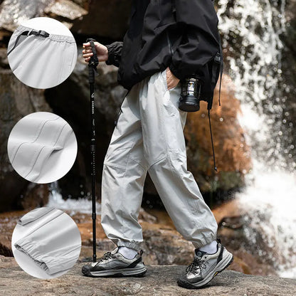 Men Waterproof Pant Autumn With Belt Hiking Trousers Breathable Mountaineering Pant Multi-pocket Camping Fishing Sport Trousers