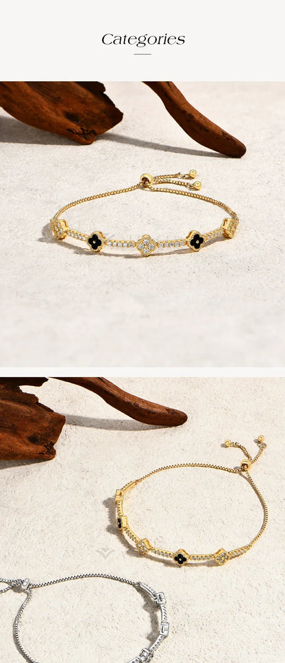 Flowers Design Moissanite Charm Bracelet For Women 925 Sterling Silver 18KGold Plated Tennis Luxury Chain Party Jewelry