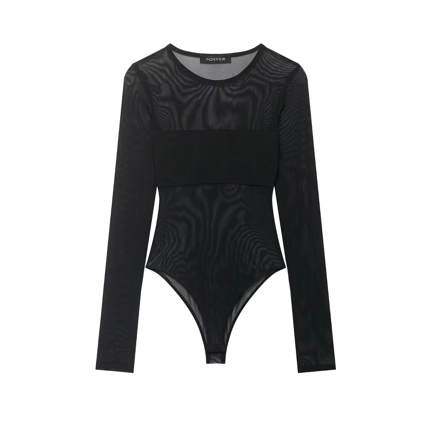 Chic Sheath Sexy Brown Streetwear Night Party Jumpsuit Fashion 2026 Club Long Sleeve Cool Strapless Sheer Mujer Tops