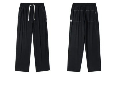 Summer Soft Lyocell Fabric Men's Jeans Thin Loose Straight Pants Drawstring Elastic Waist Korea Casual Trousers Plus Size M-5XL