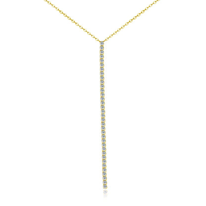 2mm Moissanite Necklaces for Women Long Bar Line Pendant Drop Y Chain Dainty Jewelry GRA s925 Sterling Silver Necklace