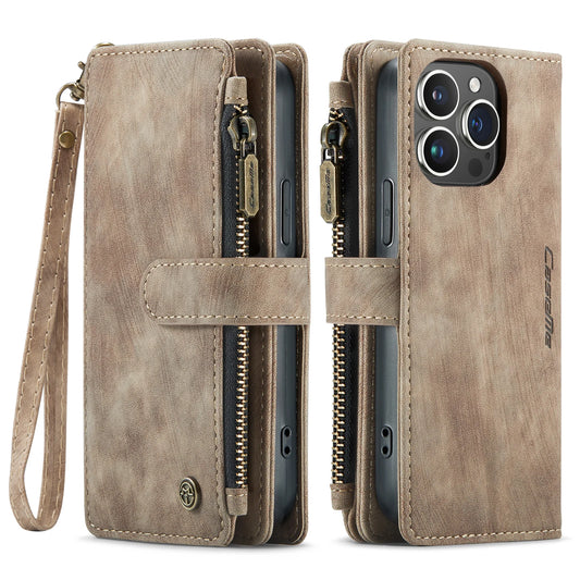 Multi-card Slot Zipper High-end Retro Leather Wallet Mobile Phone Case,Suitable for IPhone 16 15 14 13 12 11 Pro Max XS 8