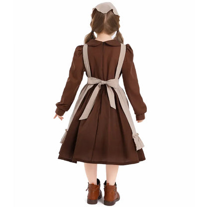 Kids Poor Clothes Cosplay Cinderella Maid Costume Colonial Farm Village Girl Pioneer Prairie Dress