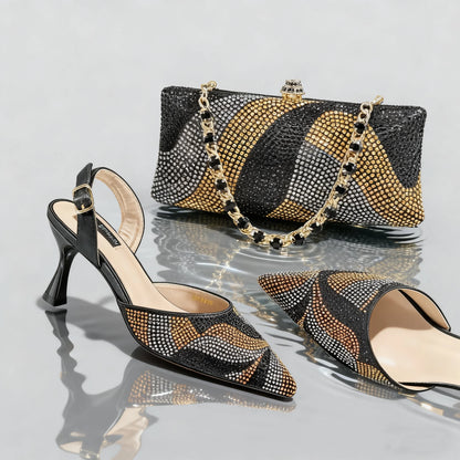 Festive Elegance Spot Goods Dazzling Heels and Chic Long Bag Clutch Perfect Combination Of Shoes And Bag for Special Occasions