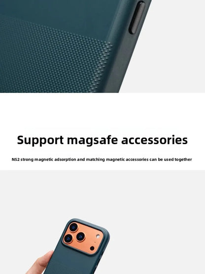 جراب هاتف مغناطيسي مضاد للسقوط بنمط نقطي بملمس طبيعي لهاتف iPhone 17 Pro Max متوافق مع MagSafe مع غطاء حماية بزر التحكم بالكاميرا