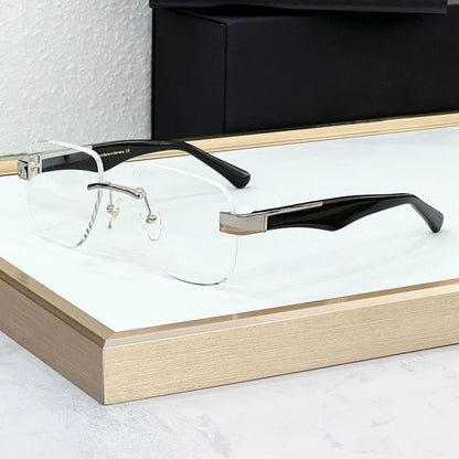 The Magic I Rimless High Street Sunglasses Big Square Germany Trendy Alloy Acetate UV400 Top Quality Outdoor Unisex with Case