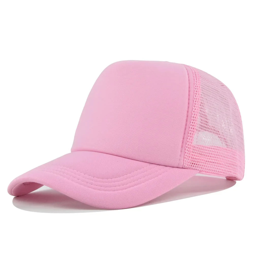 Fashion Unisex Plain Baseball Cap Adjustable Trucker Flat Visor Cap Snapback Mesh Curved Men Women Casual Sun Summer Hat