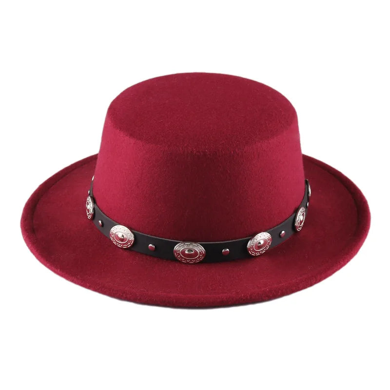 Panama Vintage Wide Brim Black Fedora Hat Men Flat Top Wool Jazz Cap Elegant Ladies Gentleman Gambler Hats