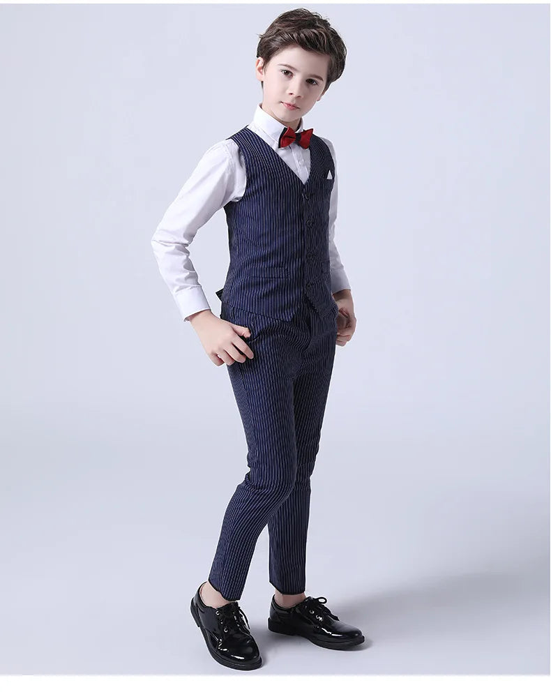 Boys Summer Wedding Suit Kids 1Year Birthday Vest Pants 2PCS Formal Suit Child Party Ceremony Costume Teenager Photography Suit