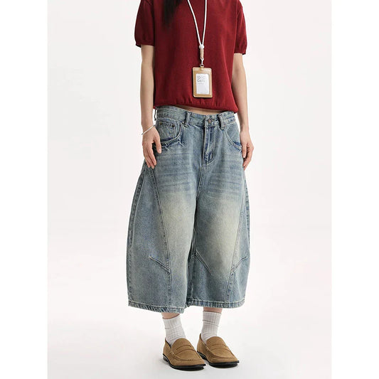 Summer Women Goblin Core Harajuku Jorts Y2k Streetwear Korean Calf-Length Jean Shorts 2000s Denim Cargo Pants Abi Grunge