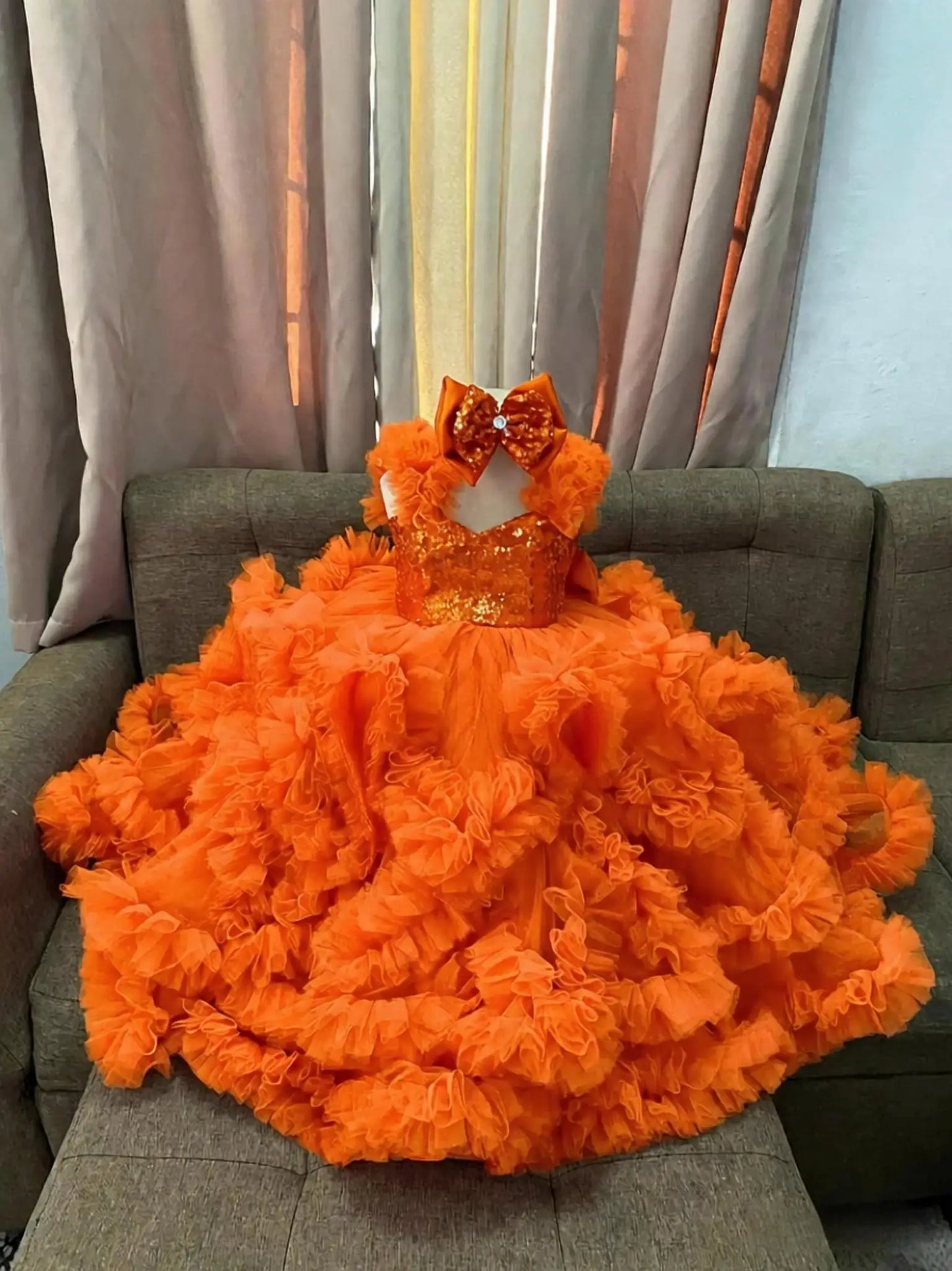 Luxury Ball Gown Girls Birthday Party Gowns Ruffles Sequined Flower Girl Dress For Wedding Customized Princess Child Prom Dress