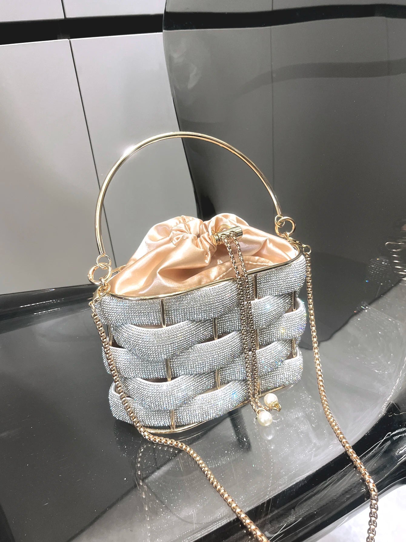 Rhinestones Evening clutch Bag Purses and handbag luxury Designer shoulder bag Shiny Crystal Clutch purse bucket bag