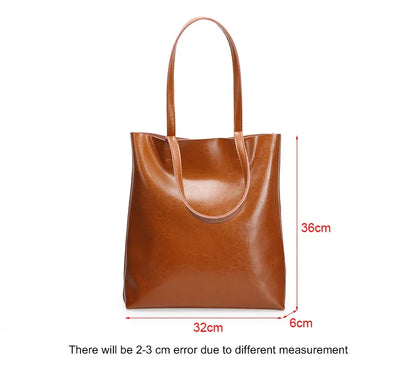 2024 Office Hand Shoulder Bags For Women Tote Cow Leather Bag Ladies Genuine Leather Handbags Big Women Bag Large Vintage Female