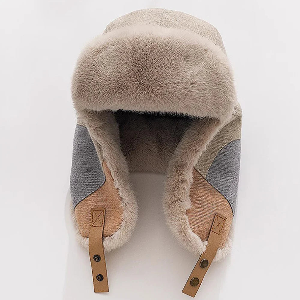 Russian Hat Men Women Winter Fur Hats Male Female Patchwork Russian Hat Thick Warm Ski Earflap Cap Windproof Bomber Hats