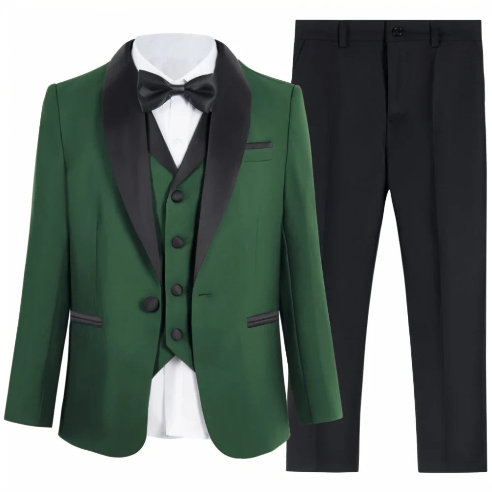 2026 New Boys Slim Fit Suit Set 4 Pieces Wedding Ring Bearer Outfit Handsome Shawl Lapel Suits For Kids Banquet Tuxedo 3-14T