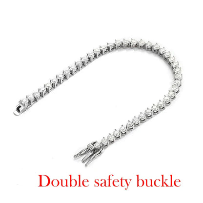 3 Claws D VVS1 Zircon/Moissanite Tennis Bracelet for Women Full Diamond Luxury Chain S925 Sterling Silver Plated Platinum
