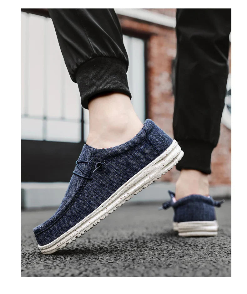 Men's Breathable Casual  Canvas Slip Shoes Comfort Slip-on Loafer Soft Penny Loafers for Men Lightweight Driving Boat Shoes