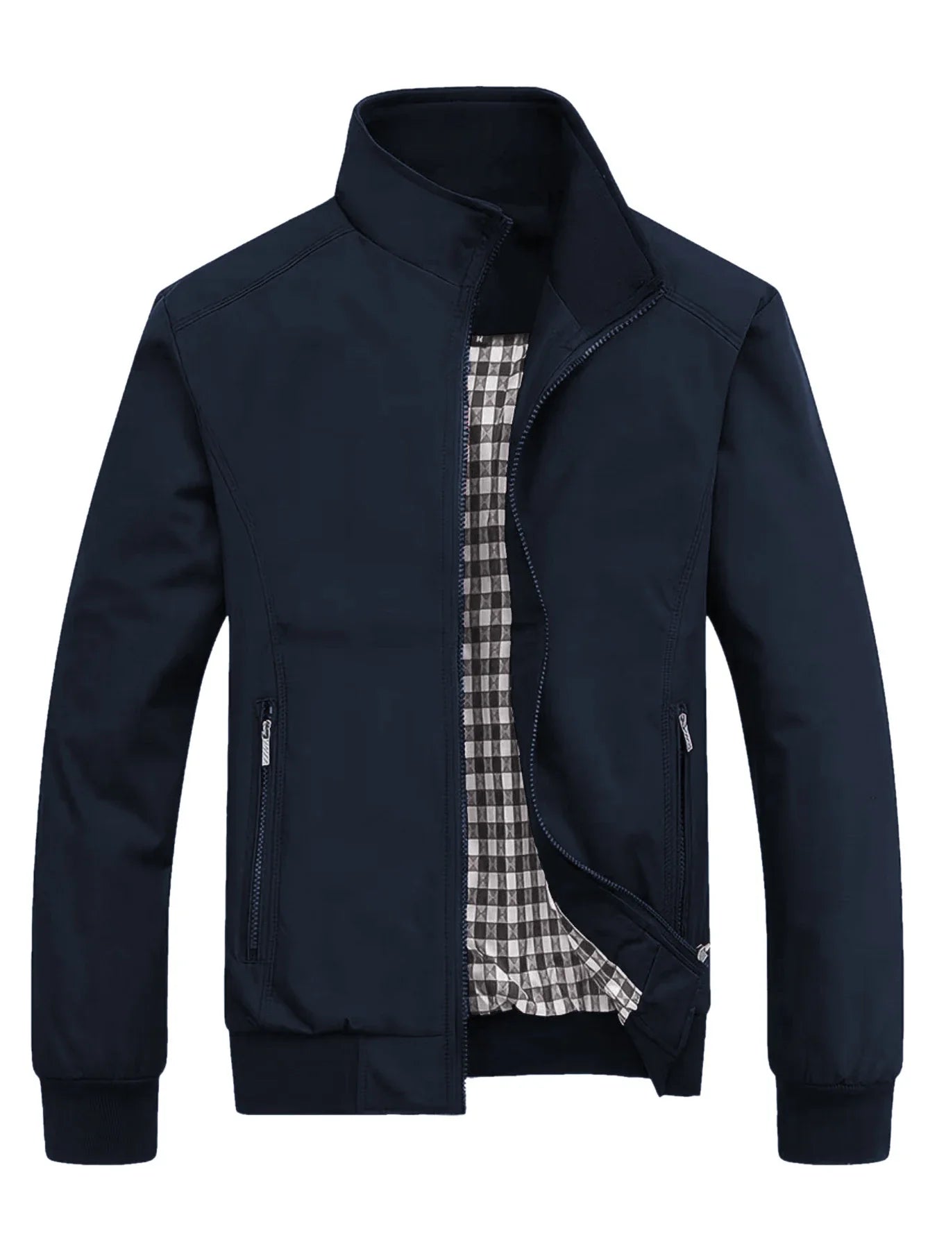 Men's Classic Design Sports Jacket, Casual Baseball Collar Zipper, Spring and Autumn Solid Color, Fashionable Daily Wear Jacket