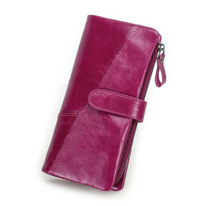 Genuine Leather Men's Long Wallet With Phone Bag Zipper Coin Pocket Purse Male Clutch Wallets For Men Portfel Small