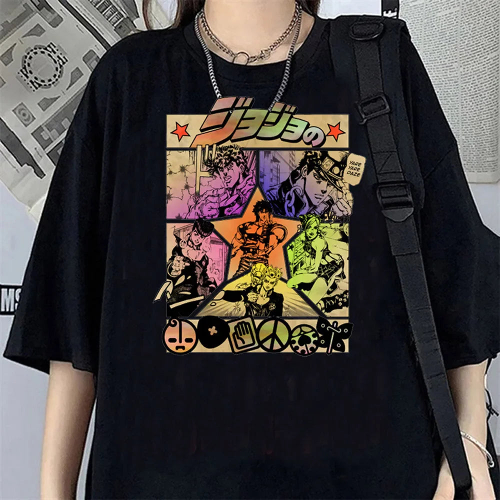 Anime Jojo 7 Steel Ball Run Charlie Kirk & Gyro Zeppeli Graphic Cotton Unisex Shirt 2026 Summer New Y2k Short Sleeve T Shirt