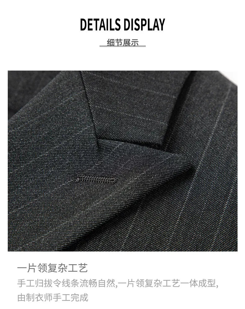 2025 Korean High Quality Double-Breasted British Style Slim Business Suit Two-Piece Set (Suit + Trousers)