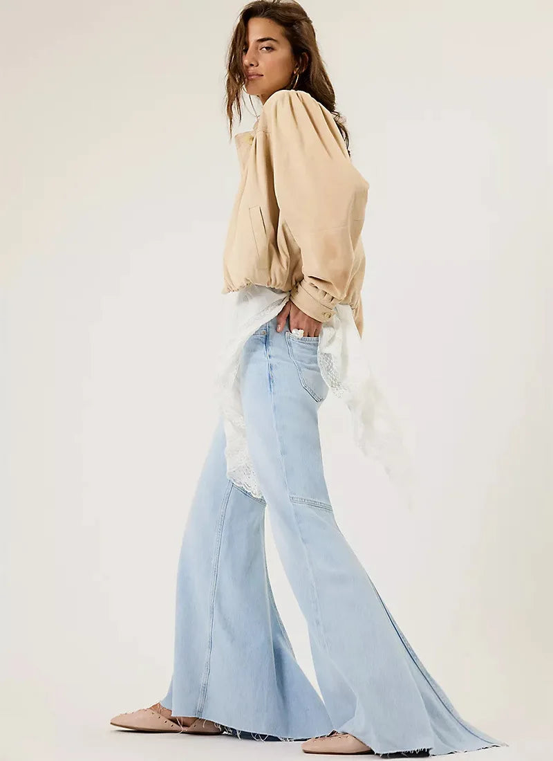 Streetwear Vintage Skinny Washed Flared Jeans Women Korean Fashion High Waist Slim Straight Pants 2025 New Casual Flared Jeans