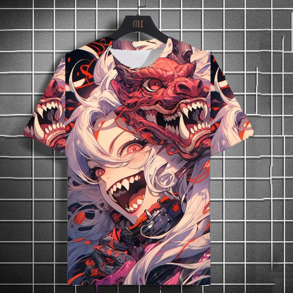 Japanese Style Samurai Katana Girl T-Shirts 3D Print Personality Anime T shirt Men/Women Short Sleeve Top Fashion Men's Clothes