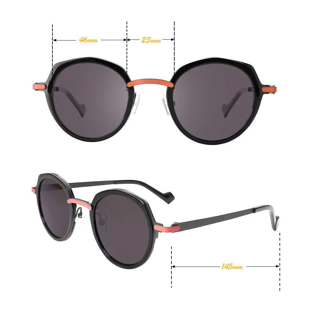 Acetate Sunglasses UV400 Polarized Green Metal Frame Lightweight Comfortable Fashion Sun Glasses with Colored Bridge